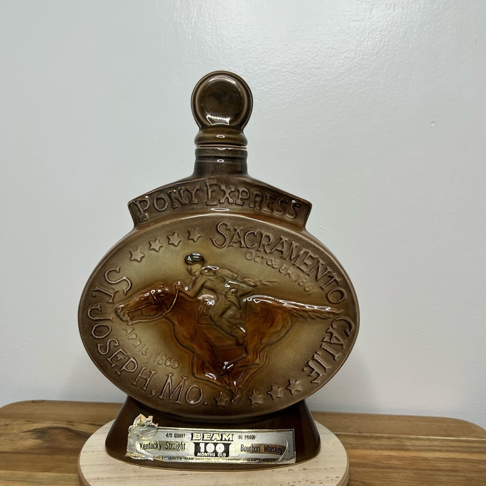 Vintage Jim Beam Pony Express Bourbon Whiskey Decanter 1968